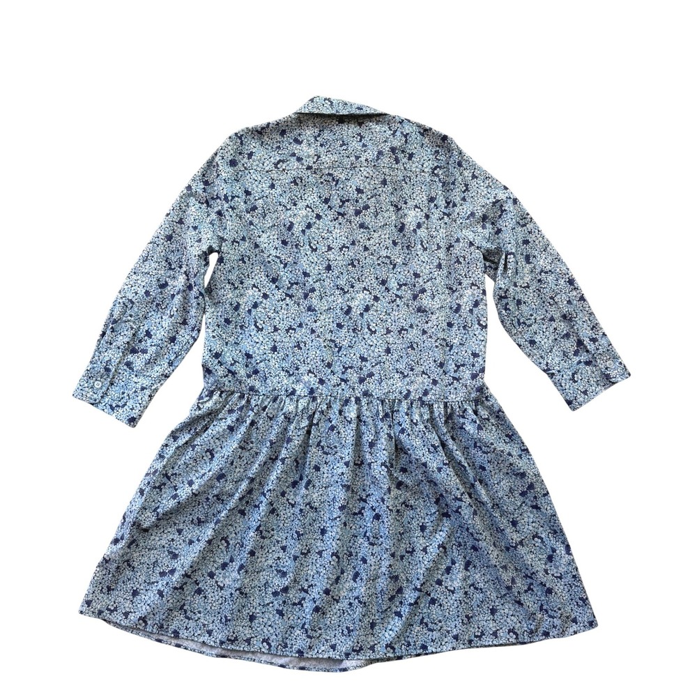 NWT Tuckernuck Women's Blue Floral Tiered Shirt Dress Dropped Waist Size Medium - Picture 4 of 13